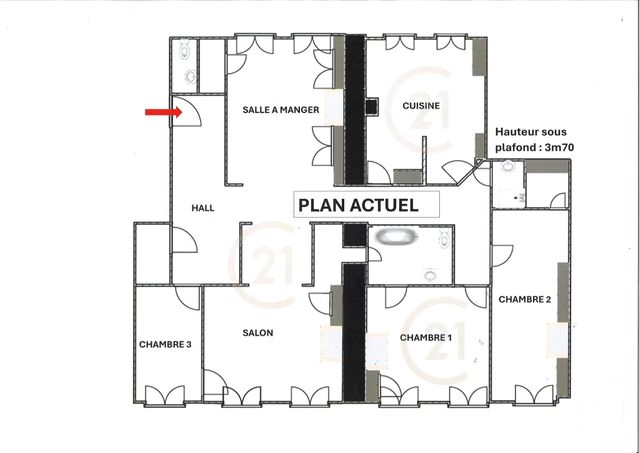 Appartement F6 à vendre - 7 pièces - 184.35 m2 - LYON - 69007 - RHONE-ALPES - Century 21 Le 7 De Coeur