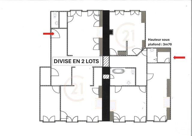 Appartement F6 à vendre - 7 pièces - 184.35 m2 - LYON - 69007 - RHONE-ALPES - Century 21 Le 7 De Coeur