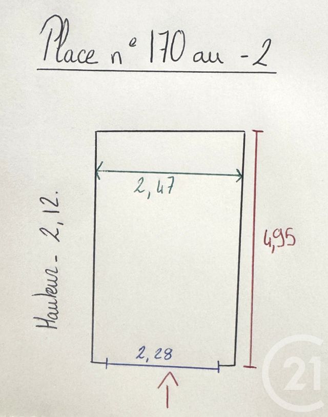 parking à vendre - 12.23 m2 - LYON - 69007 - RHONE-ALPES - Century 21 Le 7 De Coeur