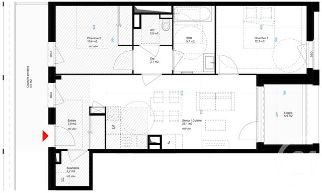 Appartement F3 à vendre - 3 pièces - 63.7 m2 - LYON - 69007 - RHONE-ALPES - Century 21 Le 7 De Coeur
